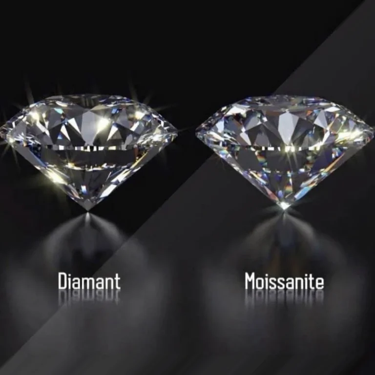 Diamante e moissanite taglio brillante affiancati: due pietre diverse dalla brillantezza simile
